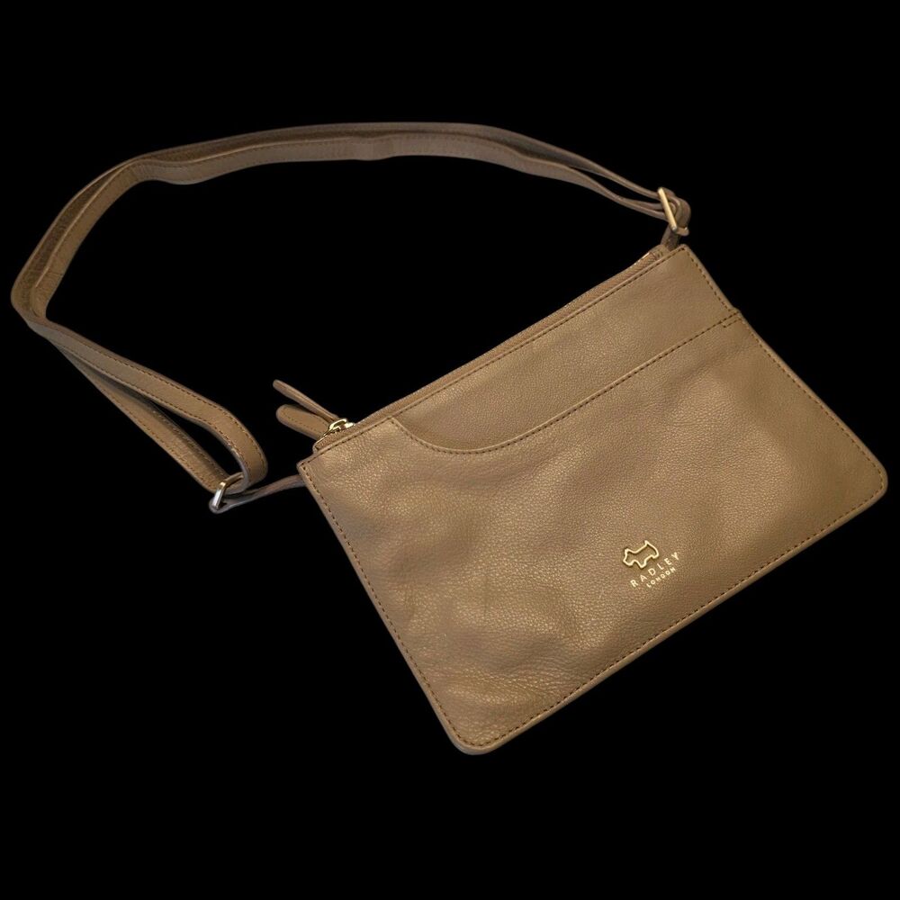 Radley London Leather Crossbody Purse Handbag Taupe